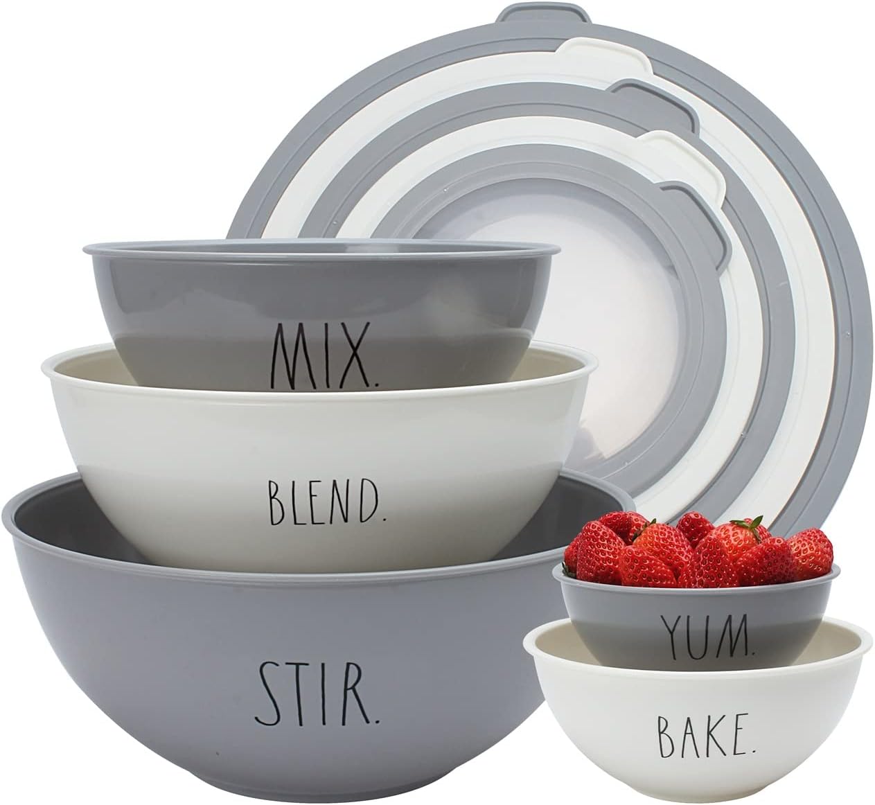 RaeDunn Mixing Bowls with Lids - 10Pc - Gallery 8