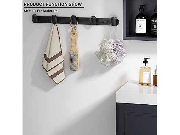 Coat Rack Wall Mount 5 Hooks Black