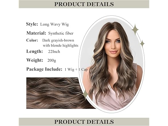 Women's Brown Synthetic 22" Wig