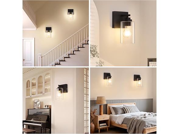 YoChoice Black Battery Wall Sconce 2Pk