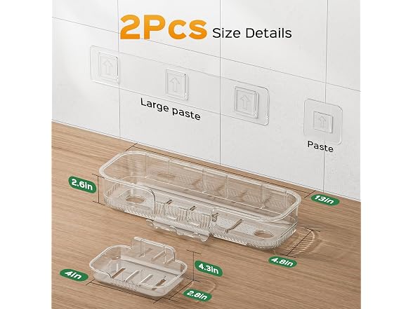 HAMITOR 2 Piece Adhesive Shower Caddy
