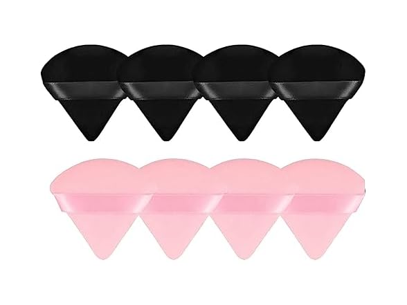 8 Pieces Triangle Powder Puff Pink and Black
