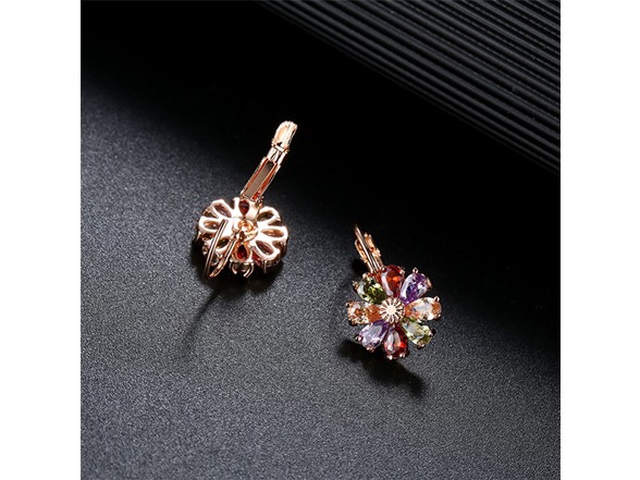 Flower Drop Leverback Earrings