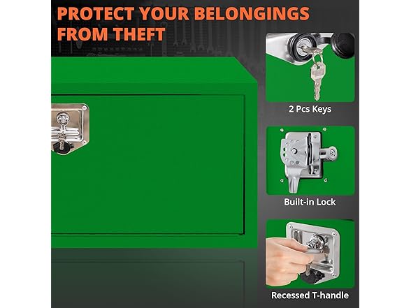 MOVECOM Steel Heavy Duty Truck Bed Tool Box  Green
