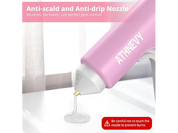Athnevy FA0401 Cordless Hot Glue Gun Pink