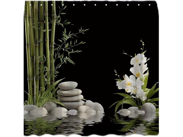 Bamboo Shower Curt Green Stone Meditation