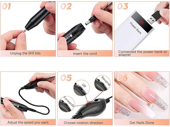 COSITTE Electric Nail Drill, USB Electric Nail Drill Machine f