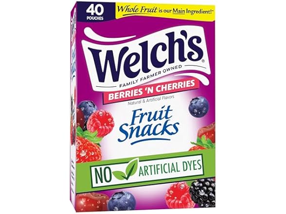 40PK Welch's Fruit Snacks, Berries 'N Cherries