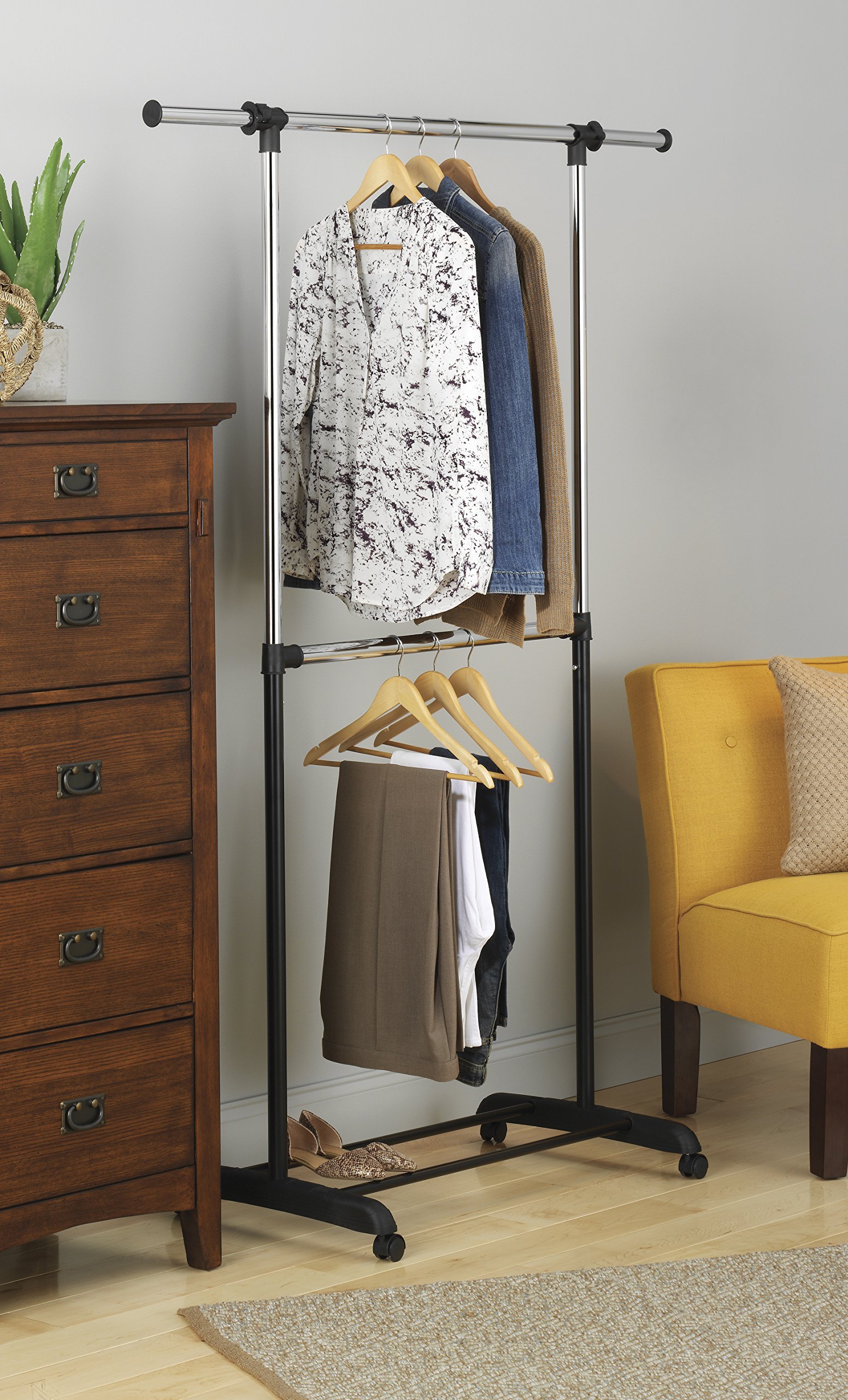 Whitmor Adjustable 2-Rod Garment Rack - Gallery 8