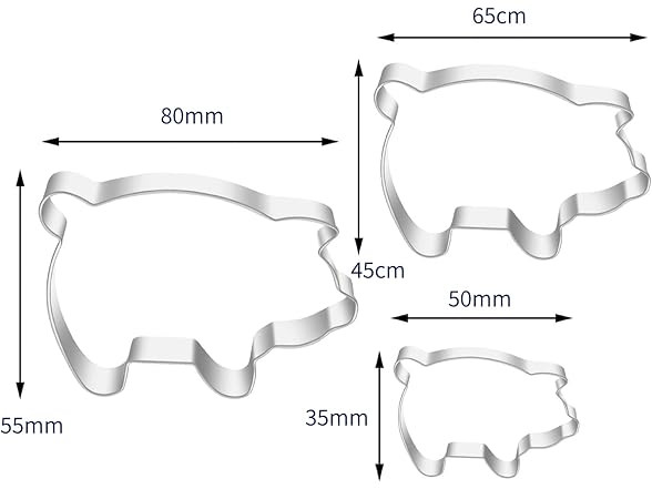 NIIIYTYB 3 Pack Pig Cookie Cutter Set