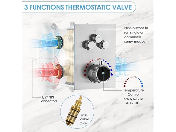 Shower System with Body Jets: EVERSTEIN, Brushed Nickel