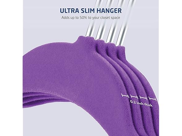 Zober Purple Velvet Baby Hangers 50-Pk
