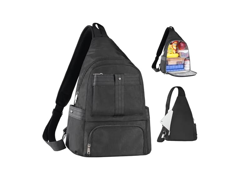 HesLaus Crossbody Lunch Backpack-black