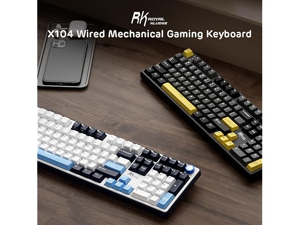 RK ROYAL KLUDGE X104 Wired Full Size Gaming Keyboard