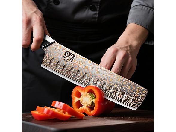 SHAN ZU 7 Inch Damascus Nakiri Knife