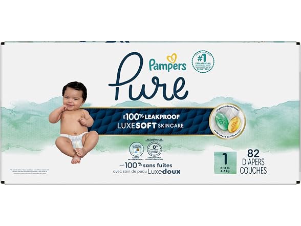 Pampers Pure Baby Diapers Size 1 82 Count