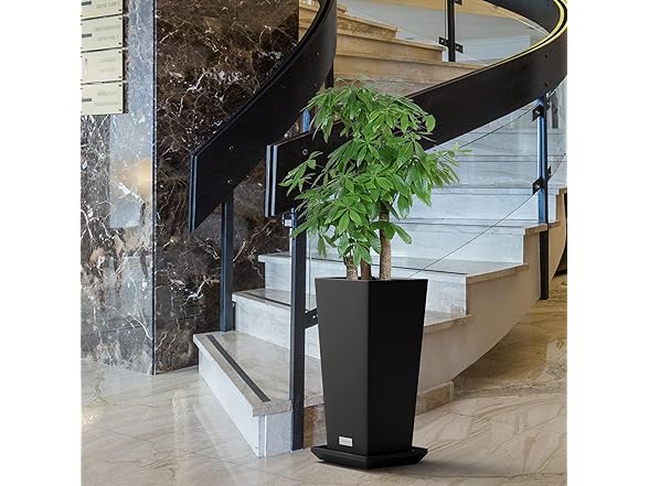 Elevens Outdoor Planter Larger Flower Pots Black 2 Pack