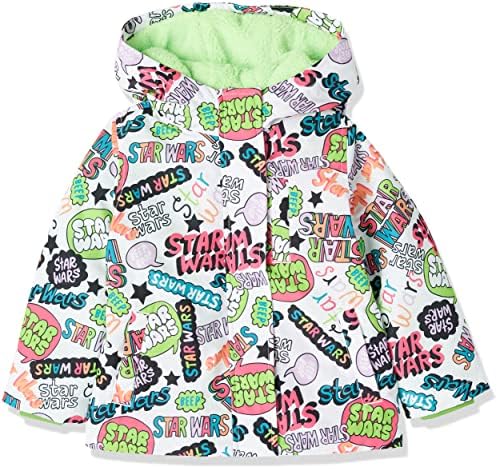 Amazon Essentials Disney | Marvel | Star Wars | Frozen | Princess Girls' Warm Puffer Coat (Previously Spotted Zebra), Star Wars Scribble, Small