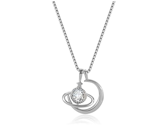 Onlyfine Moon Star Necklace White gold