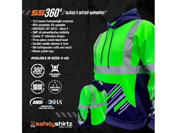 SafetyShirtz (S) Ss360 Seattle Work Safety Hoodie
