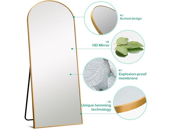 NeuType 64"x21" Arched Full Length Mirror