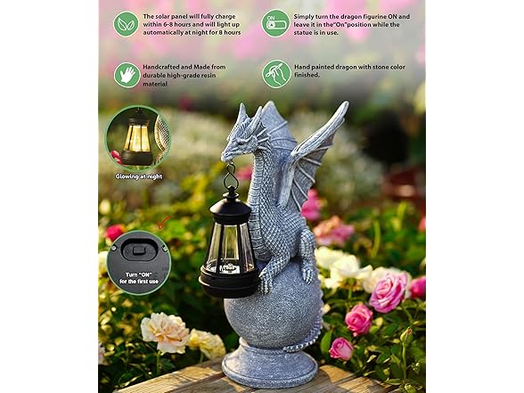 Dragon on Ball Garden Statue Decor