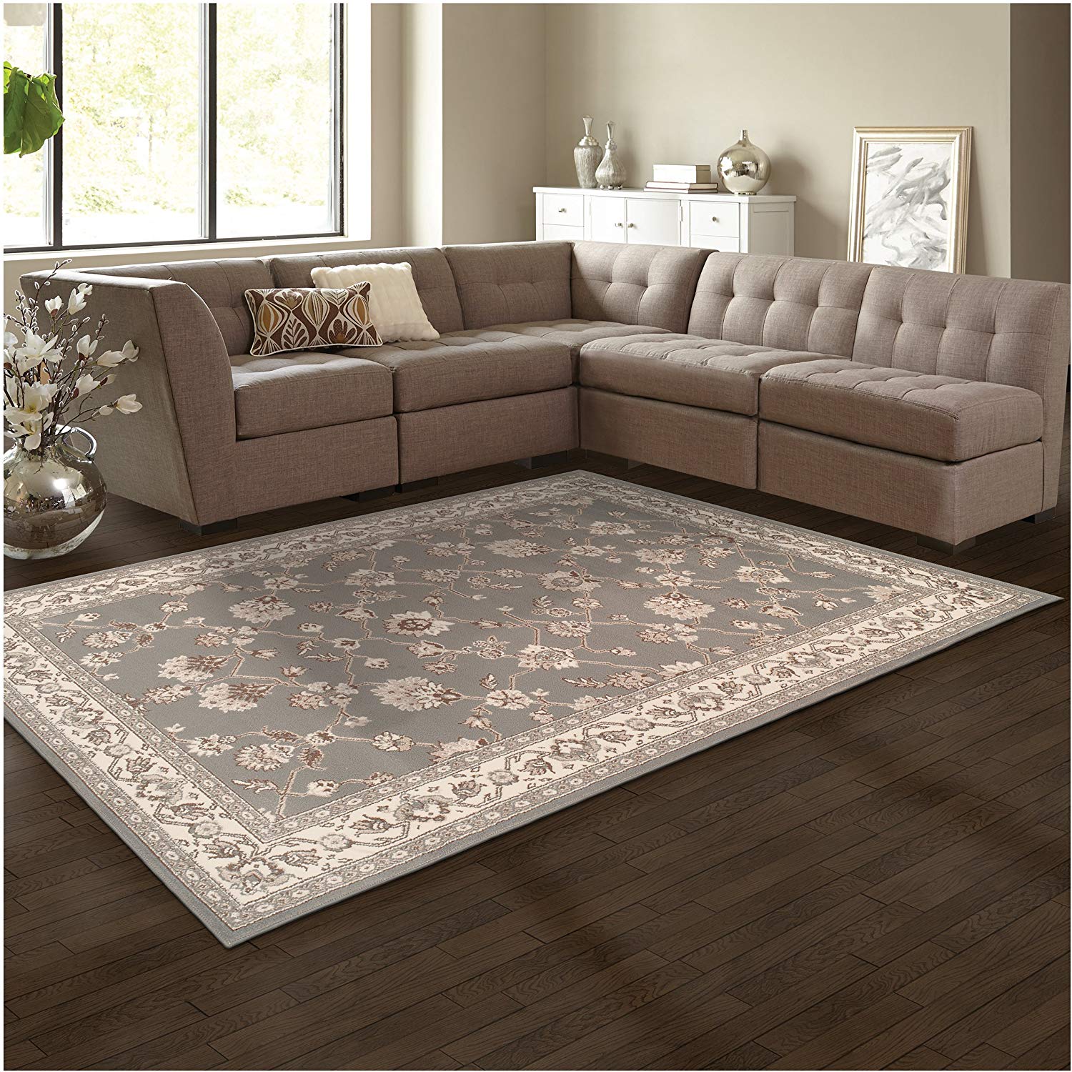 Superior Kingfield Traditional Floral Indoor Area Rug, 5'x8', Black - Gallery 11