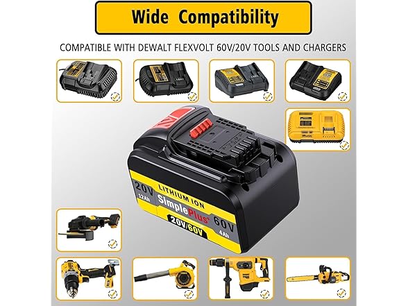 Simple Plus 15Ah Replacement Battery Dewalt 20V/60V