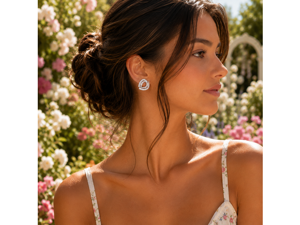 Silver Knot CZ Stud Earrings