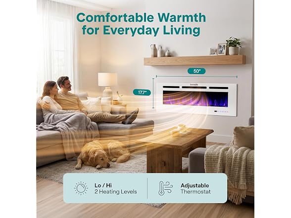 Pyle SereneLife 50 Inch Electric Fireplace
