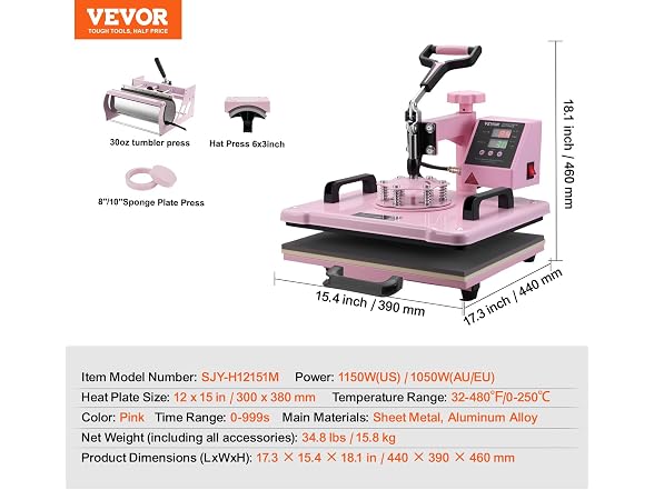 Heat Press Machine 5 in 1 Combo T-Shirt Printing Machine