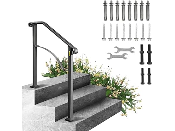 Handrails for Outdoor Steps, Fit 2 or 3 Steps