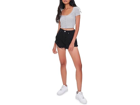 Forever 21 Button-front Crop Top