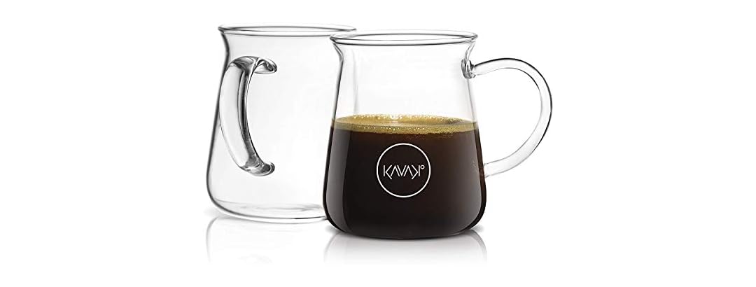 Kavako Glass Coffee Mugs 10oz Set of 6