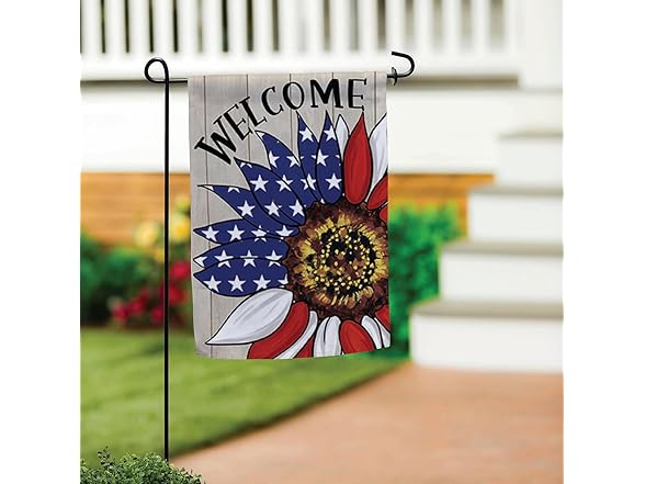 Patriotic Garden Flag 12x18 Sunflower