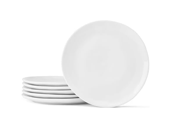 Everyday Porcelain Appetizer Dessert Plates, Set of 6, 6 Inch