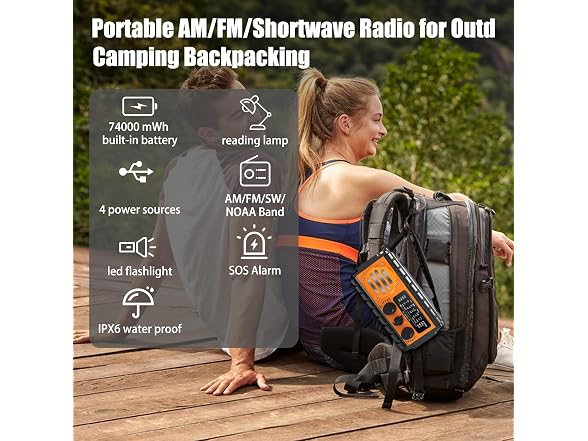 QAUYYW 20000mAh Solar Crank Radio