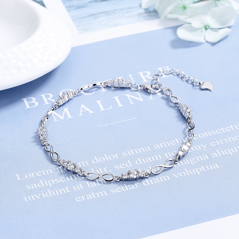 18K White Gold Plated Infinity Bracelet - Gallery 4