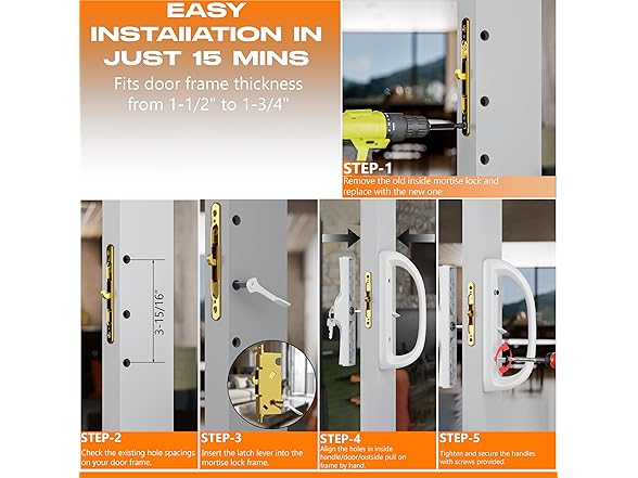 T-HAKEN Sliding Glass Door Handle Set