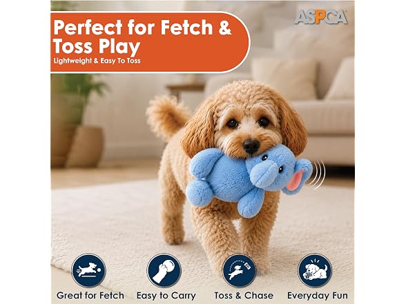 ASPCA Plush Squeaky Dog Toy, Elephant