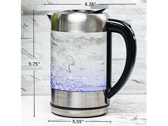 OVENTE Electric Kettle w/1.7L Borosilicate Glass