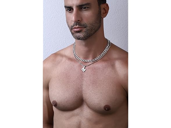 Layered R Letter Pendant Necklace