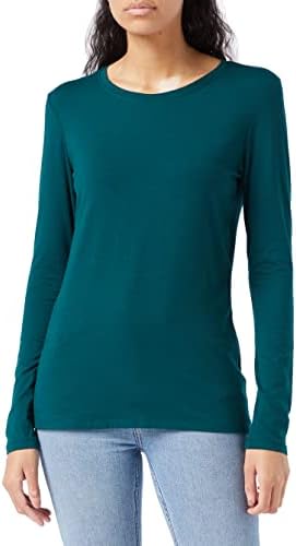 Amazon Essentials Women's Regular-Fit Long-Sleeve Crewneck T-Shirt (Available in Plus Size), Dark Green, Large