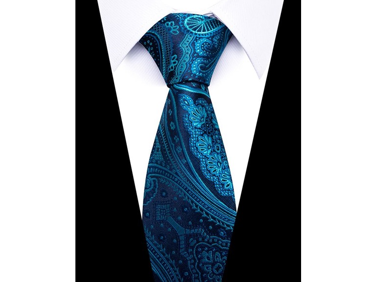 Infinite Basics Formal Men’s Necktie - Midnight Teal Paisley