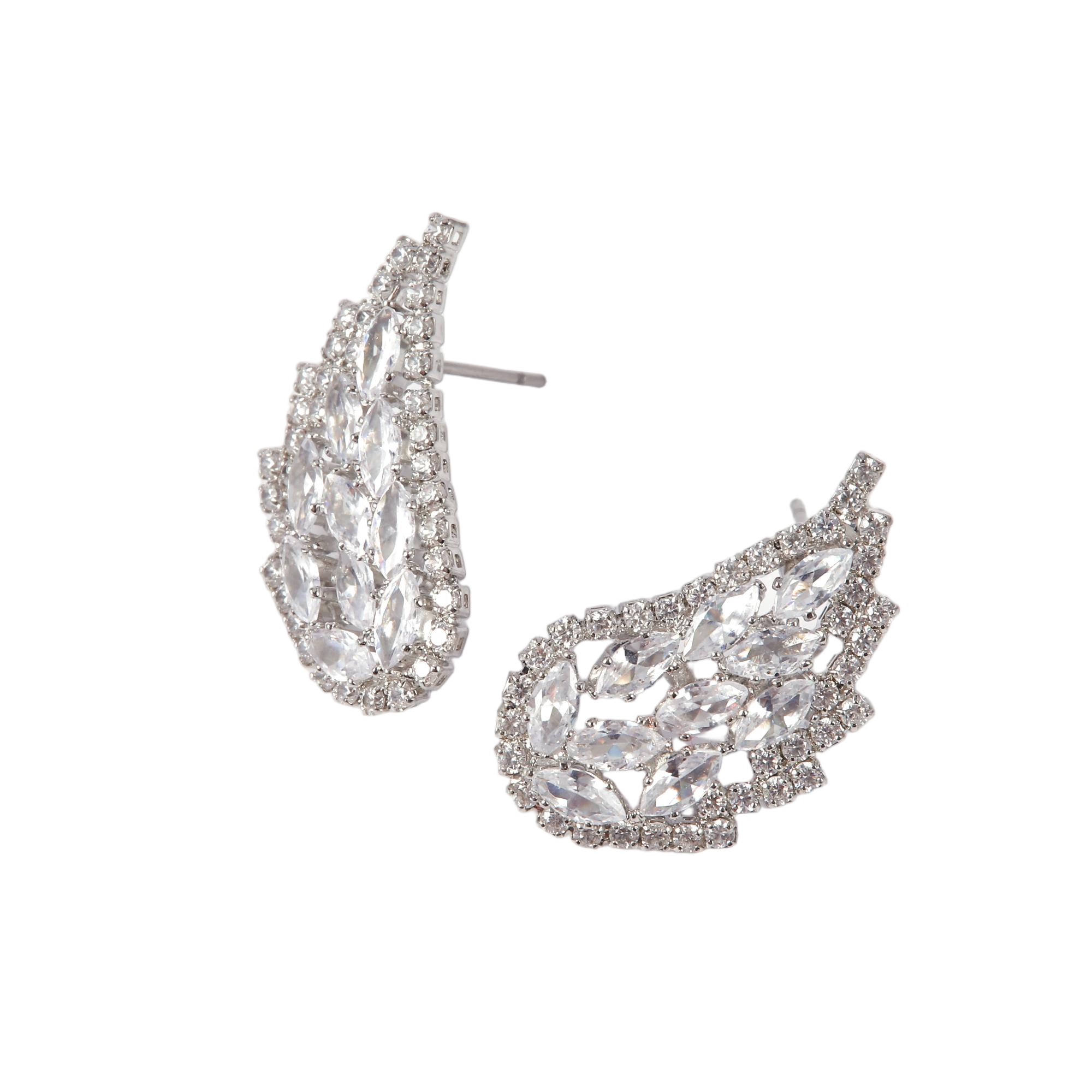 Silver Wing CZ Stud Earrings - Gallery 5