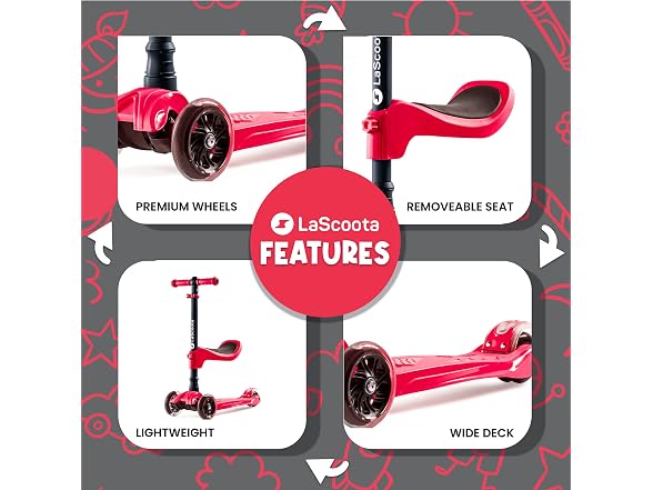 Lascoota Kick Scooter with Seat -
