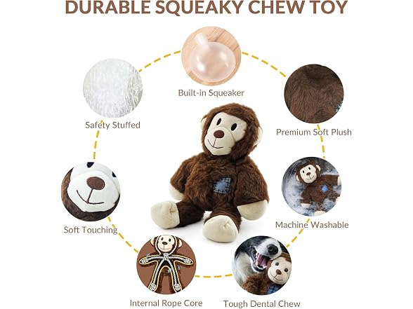 Lewind Dog Squeak Toys Monkey Banana