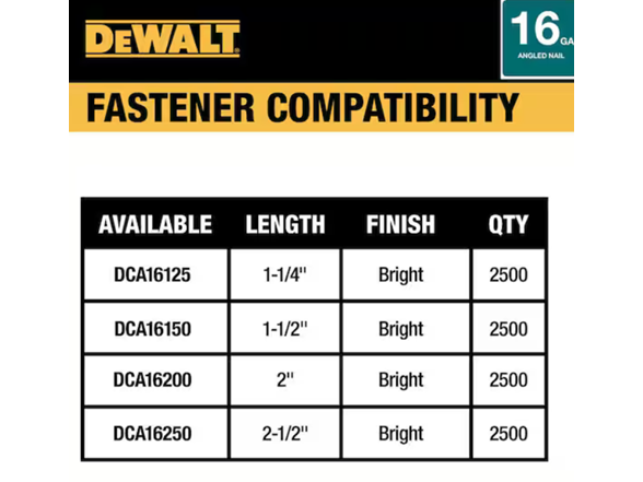 DEWALT DCN660D1 20V MAX XR 16G Angled Nailer Kit