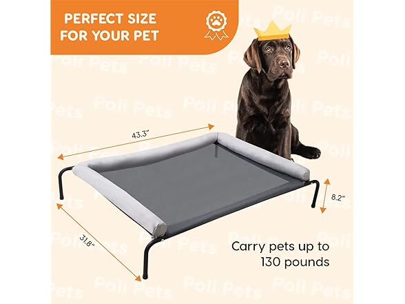 POLIPETS Elevated Pet Bed with Removable Pillow