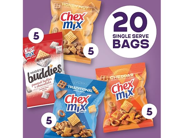 Chex Mix Variety Pack, Sweet & Salty, 20